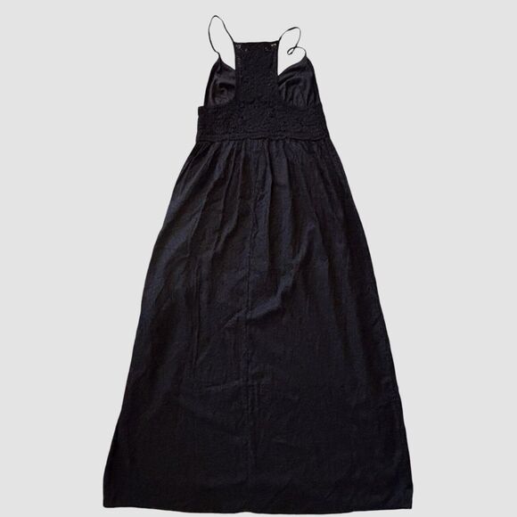 Jason Wu Linen Blend Crochet Knit Detail Maxi Dress Black Womens Medium $425 NEW - Picture 5 of 11